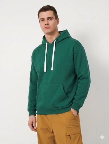 Худі чоловічий теплий подовжений Oversize 02 зелений 567814231 фото